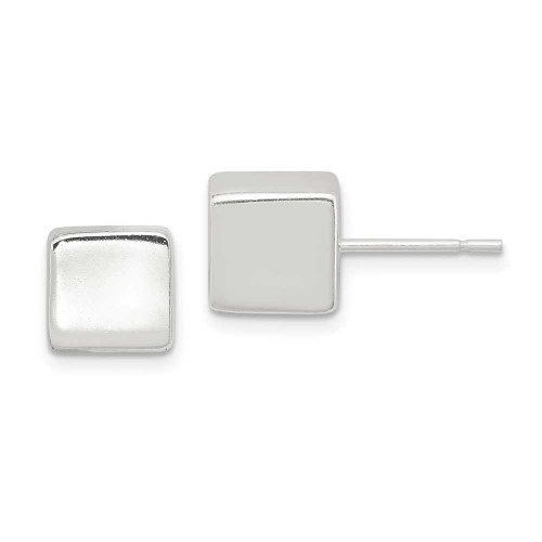 Image of 8mm Sterling Silver Polished 8mm Square Stud Earrings
