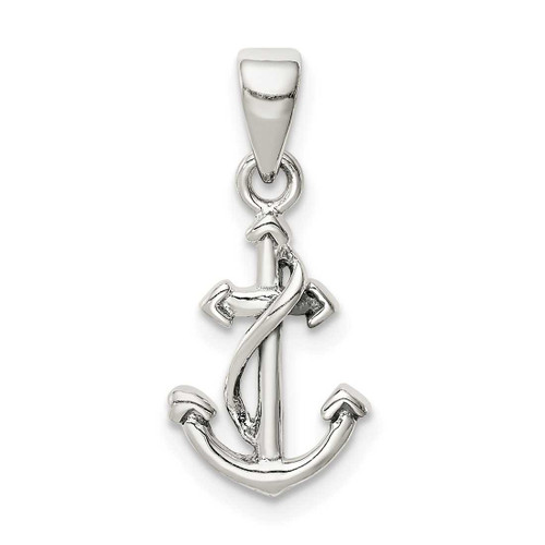 Image of Sterling Silver Polished Anchor Pendant QC9431
