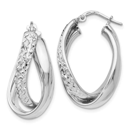 Image of 26mm Sterling Silver Polished and Textured Fancy Hoop Earrings