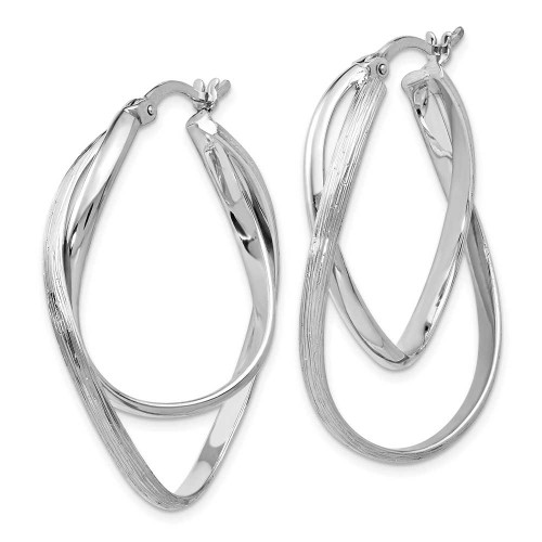 Image of 37mm Sterling Silver Polished and Textured Hoop Earrings