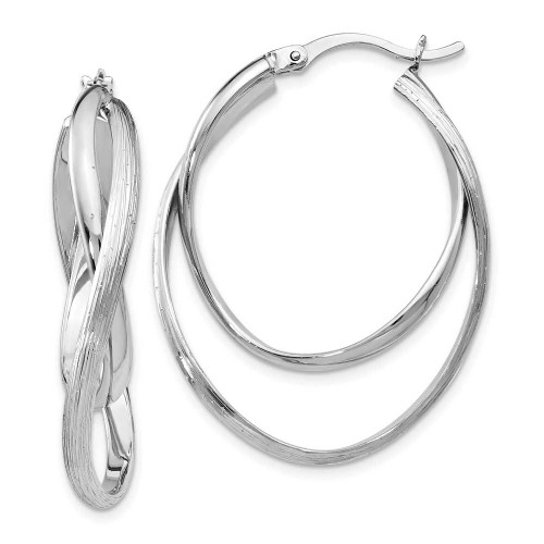 Image of 37mm Sterling Silver Polished and Textured Hoop Earrings