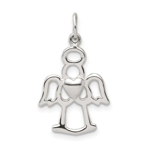 Image of Sterling Silver Polished Angel w/ Heart Charm