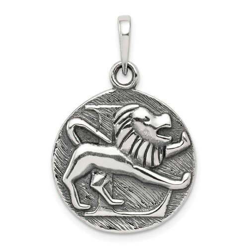 Image of Sterling Silver Polished Antiqued Finish Leo Horoscope Pendant