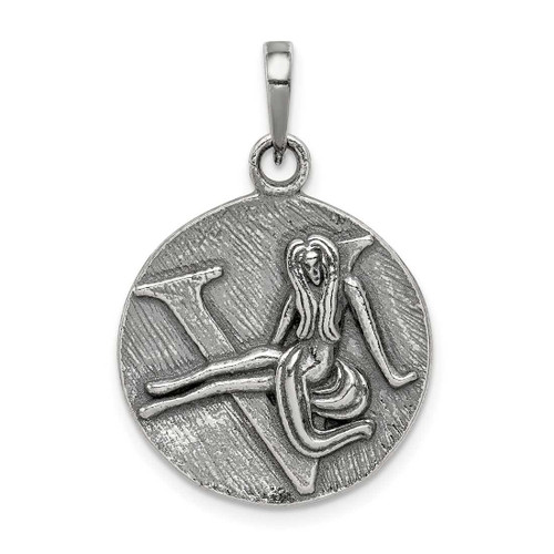 Image of Sterling Silver Polished Antiqued Finish Virgo Horoscope Pendant