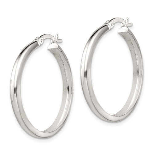 Image of 31.2mm Sterling Silver Polished Beveled Edge Hoop Earrings