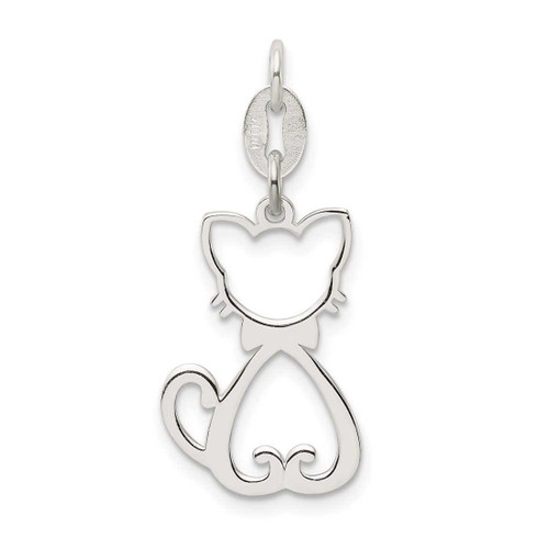 Image of Sterling Silver Polished Cat Charm QC9307