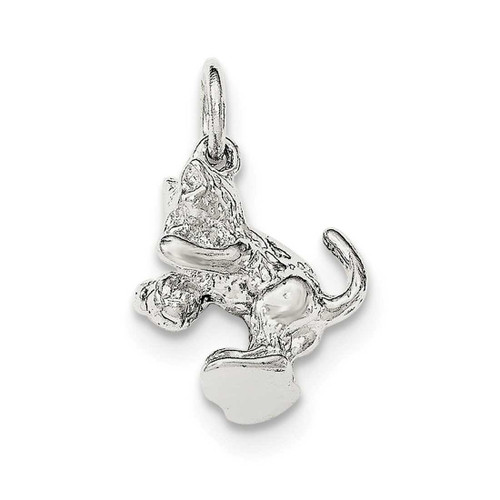 Image of Sterling Silver Polished Cat Playing with Ball Charm
