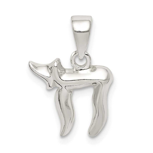 Image of Sterling Silver Polished Chai Symbol Pendant