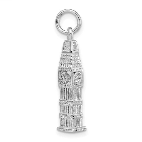 Image of Sterling Silver Polished Clock Tower Charm