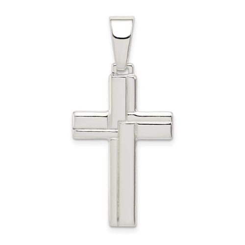 Image of Sterling Silver Polished Cross Pendant QC7299