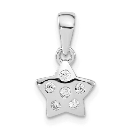 Image of Sterling Silver Polished CZ Star Pendant QP4143