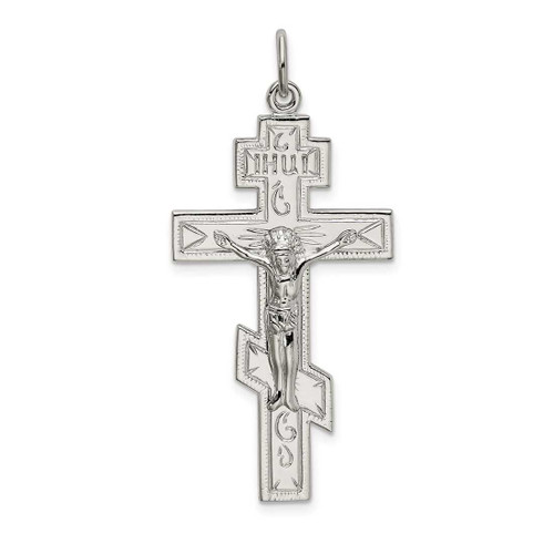 Image of Sterling Silver Polished Eastern Orthodox Cross Pendant