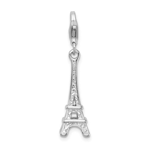 Image of Sterling Silver Polished Eiffel Tower w/ Lobster Clasp Charm