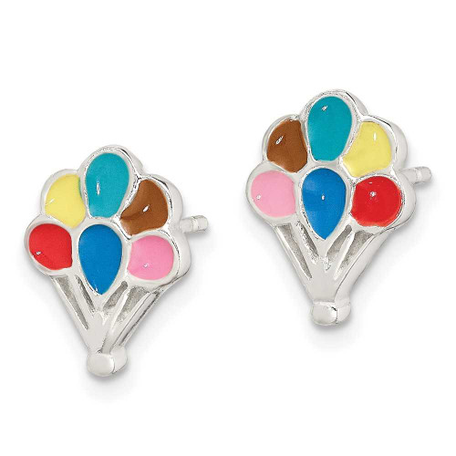 Image of 13mm Sterling Silver Polished Enamel Balloon Childs Post Earrings