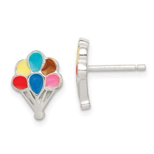 Image of 13mm Sterling Silver Polished Enamel Balloon Childs Post Earrings