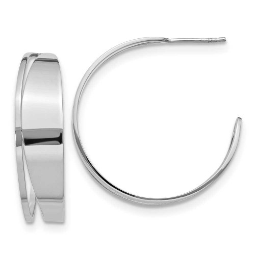 Image of 32mm Sterling Silver Polished Fancy Post Hoop Earrings QLE1175