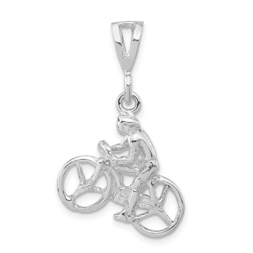 Image of Sterling Silver Polished Figure on Bicycle Pendant