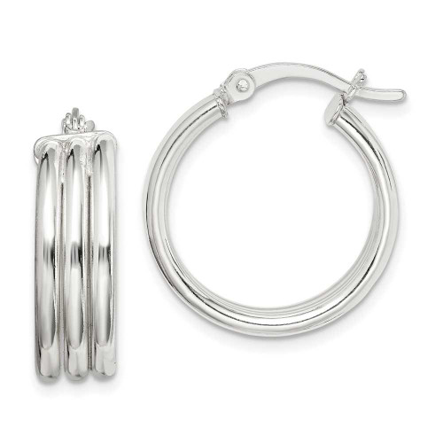 Image of 21.95mm Sterling Silver Polished Hoop Earrings QE14097