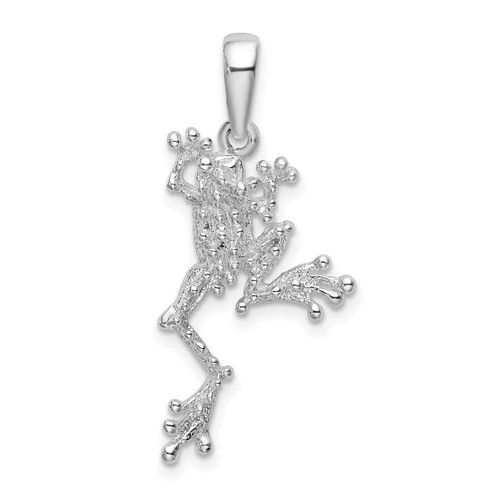 Image of Sterling Silver Polished Jumping Frog Pendant QC9928