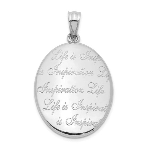 Image of Sterling Silver Polished Life is Inspiration Oval Open Locket Pendant