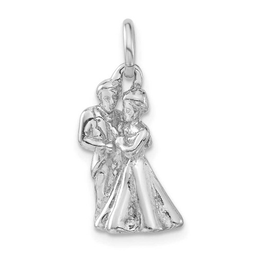 Image of Sterling Silver Polished Man & Woman Embracing Pendant
