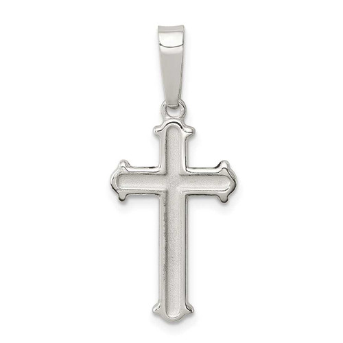 Image of Sterling Silver Polished Matte Center Finish Cross Pendant