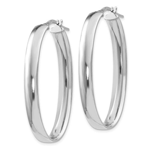 Image of 40mm Sterling Silver Polished Oval Hinged Hoop Earrings QLE266