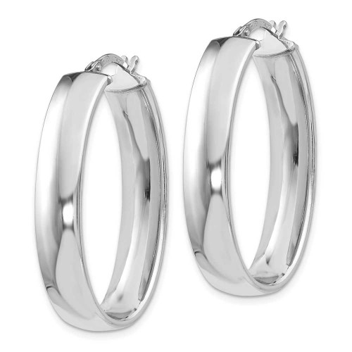 Image of 33mm Sterling Silver Polished Oval Hinged Hoop Earrings QLE285