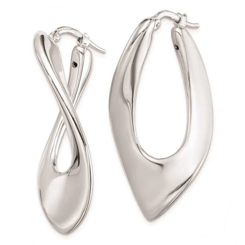 Image of 39mm Sterling Silver Polished Rhodium Plated Hollow Twisted Hoop Earrings