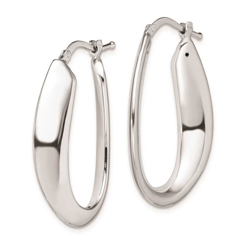 Image of 30mm Sterling Silver Polished Rhodium Plated Oval Hollow Hoop Earrings
