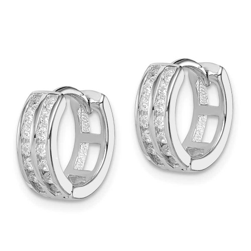 Image of 13mm Sterling Silver Polished Rhodium-Plated Hinged Hoop Earrings QE12257