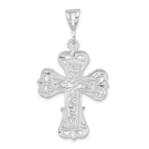 Image of Sterling Silver Polished S Design Cross Pendant