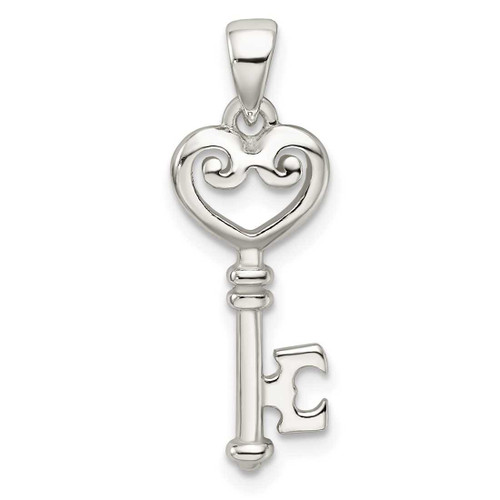 Image of Sterling Silver Polished Small Heart Key Pendant
