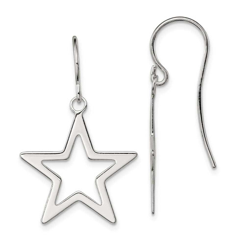 Image of 31mm Sterling Silver Polished Star Dangle Earrings