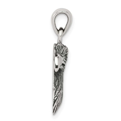 Image of Sterling Silver Polished Textured Eagle Head Pendant