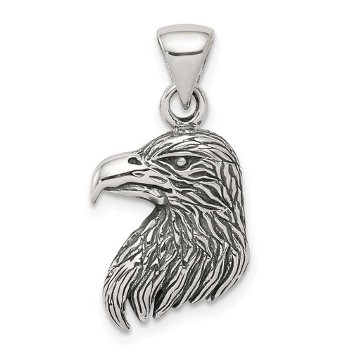 Image of Sterling Silver Polished Textured Eagle Head Pendant