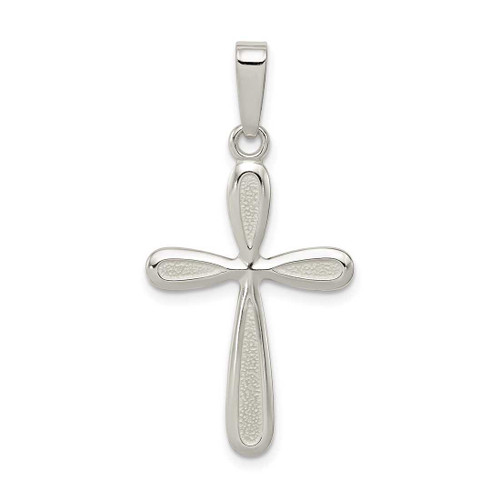 Image of Sterling Silver Polished Textured Matte Cross Pendant
