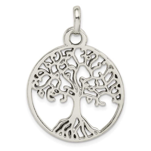 Image of Sterling Silver Polished Tree of Life Pendant