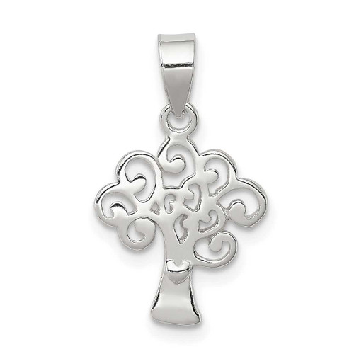 Image of Sterling Silver Polished Tree Pendant QP4318