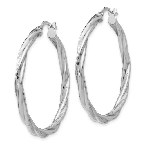 Image of 36mm Sterling Silver Polished Twisted Hinged Hoop Earrings QLE267