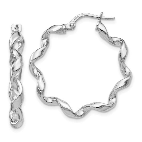 Image of 26mm Sterling Silver Polished Twisted Hoop Earrings QLE249