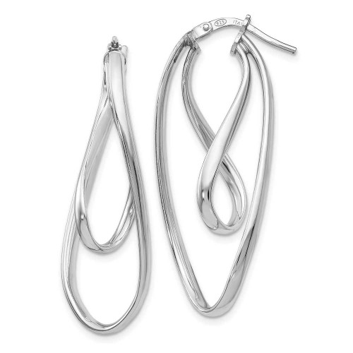Image of 39.5mm Sterling Silver Polished Twisted Oval Hoop Earrings QLE983