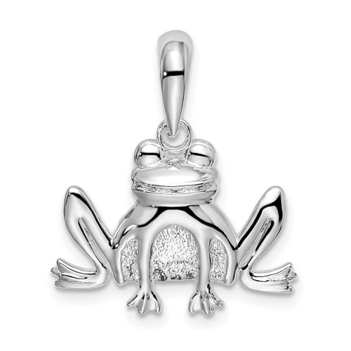 Image of Sterling Silver Polished/Textured Sitting Frog Pendant