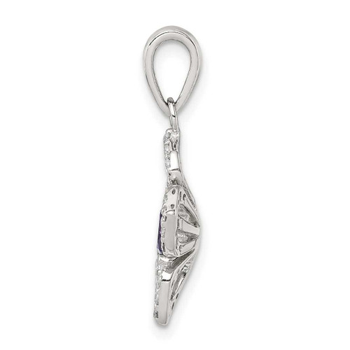 Image of Sterling Silver Purple and Clear CZ Flower Pendant