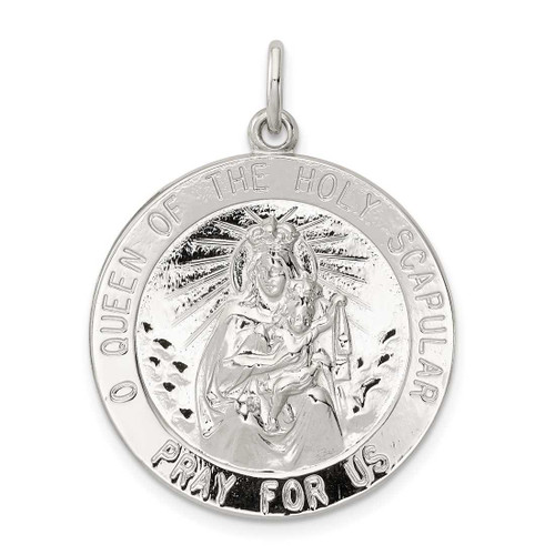 Image of Sterling Silver Queen Of The Holy Scapular Medal Charm QC5598