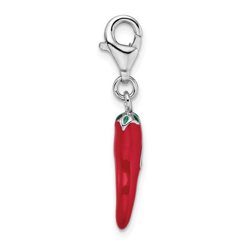 Image of Sterling Silver Red Enamel Pepper w/ Lobster Clasp Charm