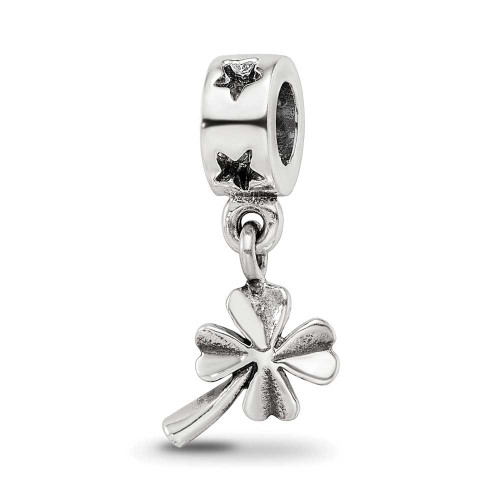Image of Sterling Silver Reflections 4-leaf Clover Dangle Bead