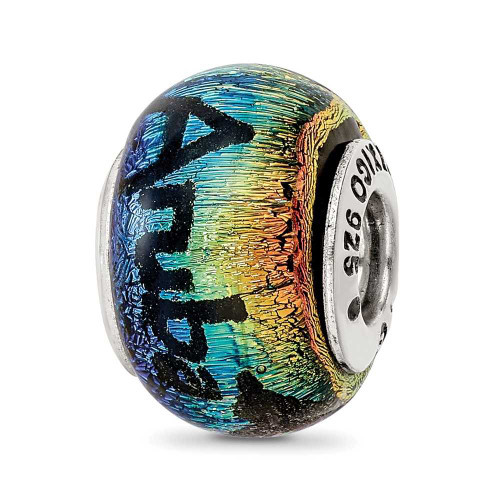 Image of Sterling Silver Reflections Aruba Orange Dichroic Glass Bead