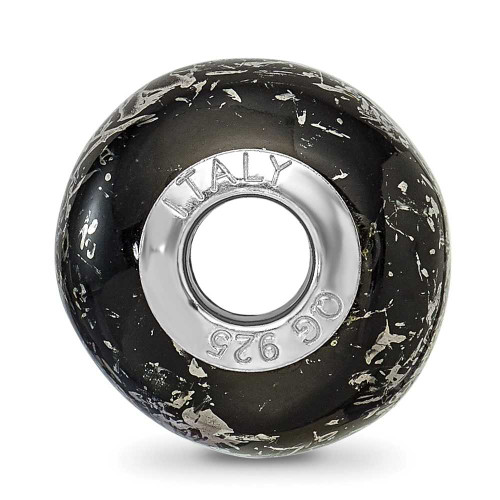Image of Sterling Silver Reflections Black w/Platinum Foil Ceramic Bead