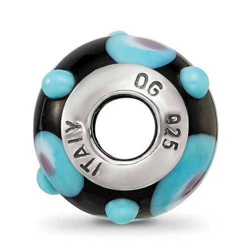 Image of Sterling Silver Reflections Black/Blue/White/Pink Italian Murano Bead